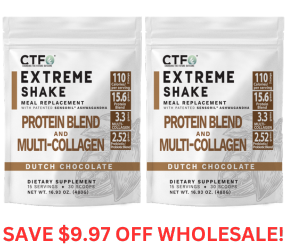 Chocolate XTREME SHAKE w/Sensoril® Ashwagandha PROTEIN & MULTI-COLLAGEN - 2 Pack  (30 servings, 2 scoops per serving)
