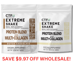 Chocolate and Vanilla XTREME SHAKE w/Sensoril® Ashwagandha PROTEIN & MULTI-COLLAGEN - 2 Pack (30 servings, 2 scoops per serving)